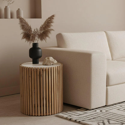 Raw Materials Bijzettafel Infinity Rond 40cm Marmer Naturel - KwaliteitWonen.nl