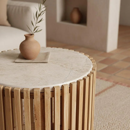 Raw Materials Bijzettafel Infinity Rond 40cm Marmer Naturel - KwaliteitWonen.nl