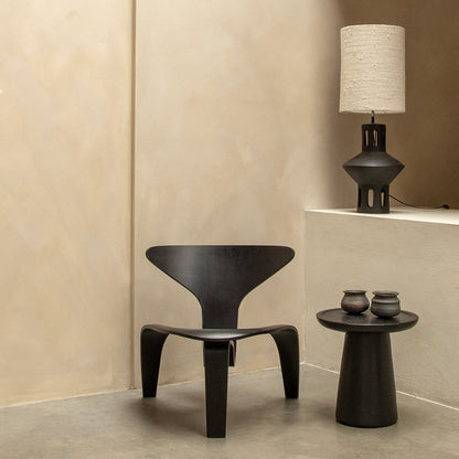 Raw Materials Bijzettafel Nero Dusk Rond 40cm Teakhout Zwart - KwaliteitWonen.nl