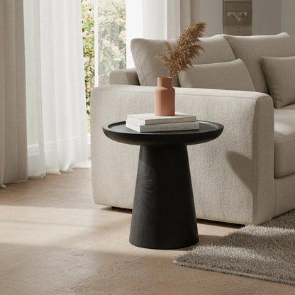 Raw Materials Bijzettafel Nero Dusk Rond 40cm Teakhout Zwart - KwaliteitWonen.nl