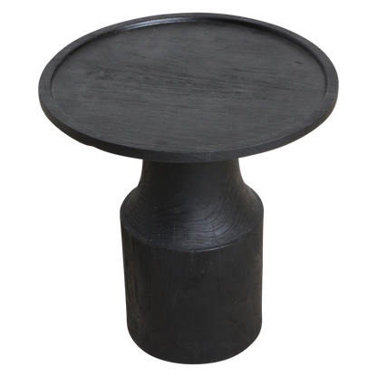 Raw Materials Bijzettafel Nero Midnight Rond 50cm Zwart Teakhout - KwaliteitWonen.nl