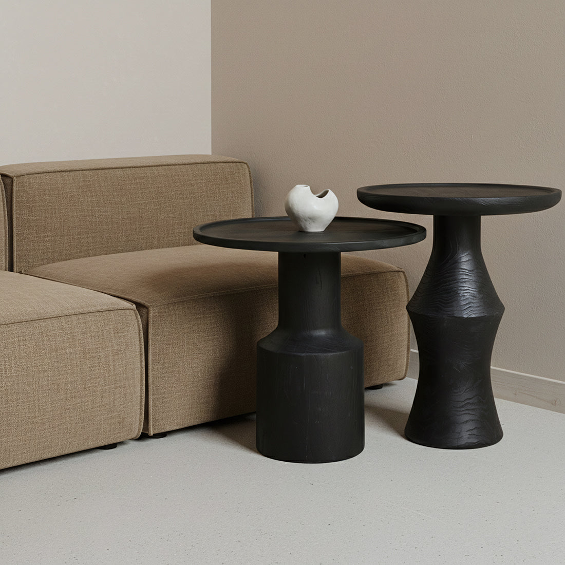 Raw Materials Bijzettafel Nero Midnight Rond 50cm Zwart Teakhout - KwaliteitWonen.nl