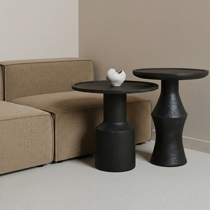 Raw Materials Bijzettafel Nero Midnight Rond 50cm Zwart Teakhout - KwaliteitWonen.nl