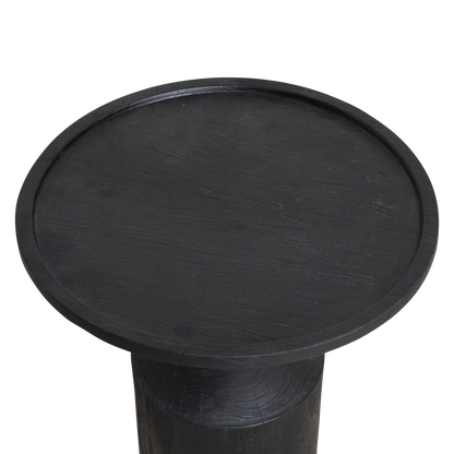 Raw Materials Bijzettafel Nero Midnight Rond 50cm Zwart Teakhout - KwaliteitWonen.nl