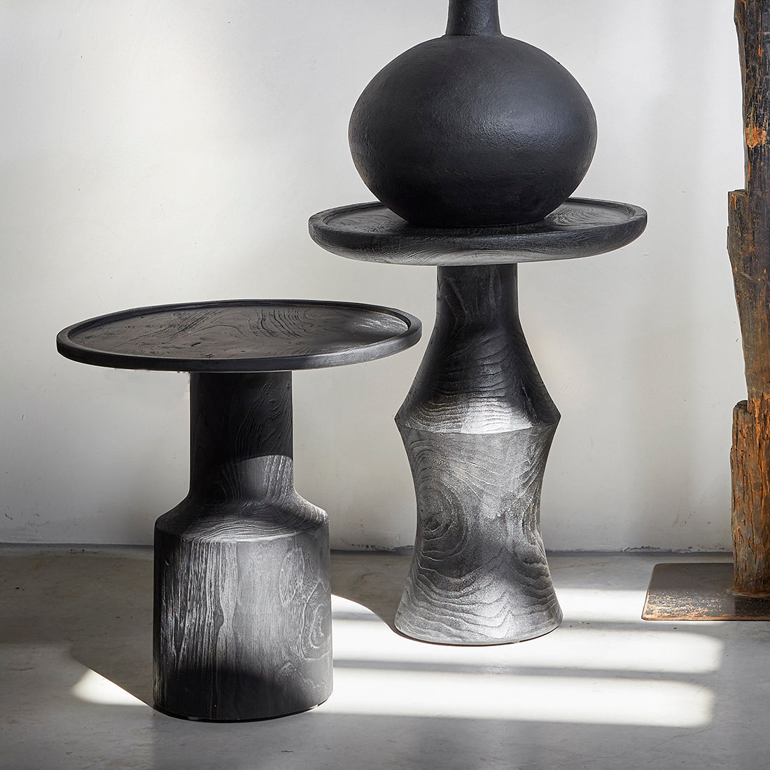 Raw Materials Bijzettafel Nero Midnight Rond 50cm Zwart Teakhout - KwaliteitWonen.nl