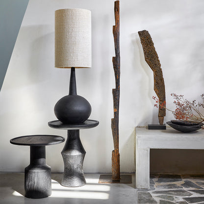 Raw Materials Bijzettafel Nero Midnight Rond 50cm Zwart Teakhout - KwaliteitWonen.nl