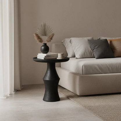Raw Materials Bijzettafel Nero Twilight Rond 50cm Teakhout Zwart - KwaliteitWonen.nl