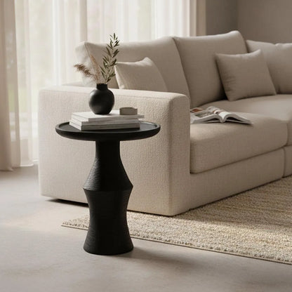Raw Materials Bijzettafel Nero Twilight Rond 50cm Teakhout Zwart - KwaliteitWonen.nl
