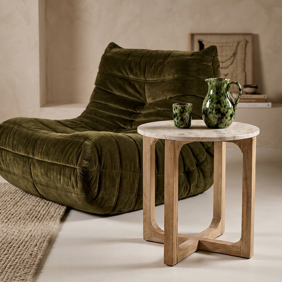 Raw Materials Bijzettafel Rond 50cm Marmer Créme - KwaliteitWonen.nl