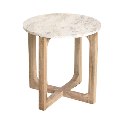 Raw Materials Bijzettafel Rond 50cm Marmer Créme - KwaliteitWonen.nl