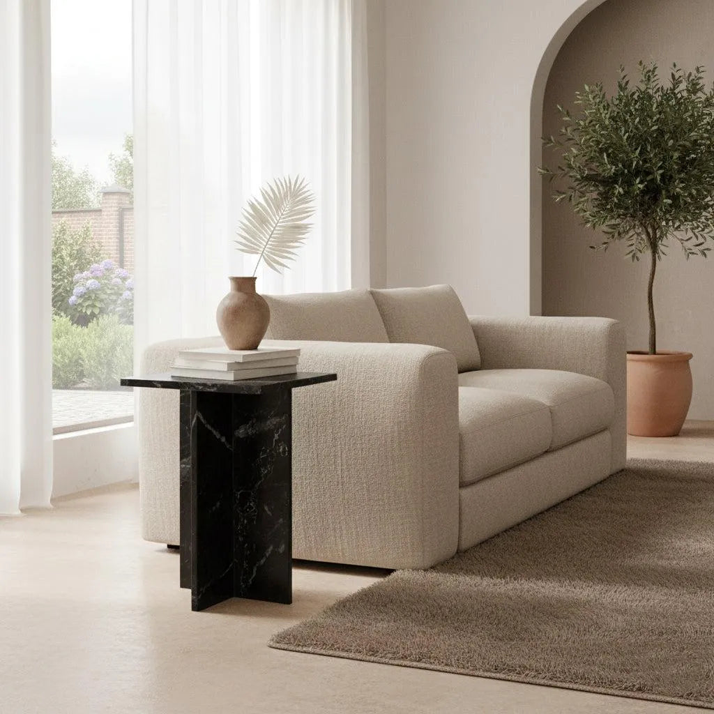 Raw Materials Bijzettafel Shanghai 35x35cm Marmer Zwart - KwaliteitWonen.nl