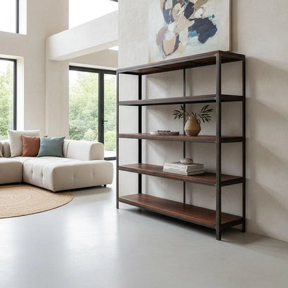 Raw Materials Boekenkast Fabrieks IJzeren Rek Met Houten Planken - KwaliteitWonen.nl