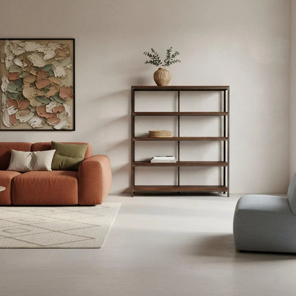 Raw Materials Boekenkast Fabrieks IJzeren Rek Met Houten Planken - KwaliteitWonen.nl