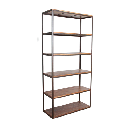 Raw Materials Boekenkast Fabriekshoog IJzeren Rek Met Houten Planken - KwaliteitWonen.nl