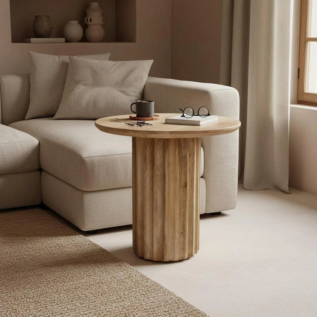Raw Materials Bullnose Bijzettafel Omgekeerd Naturel Ø 50 Cm - KwaliteitWonen.nl