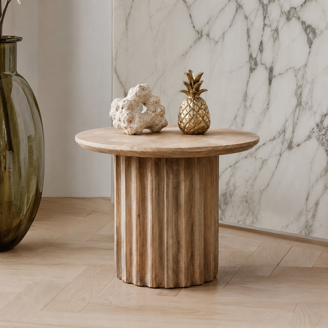 Raw Materials Bullnose Bijzettafel Omgekeerd Naturel Ø 55 Cm - KwaliteitWonen.nl
