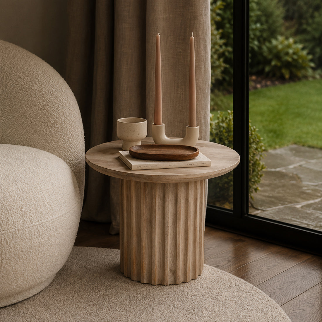 Raw Materials Bullnose Bijzettafel Omgekeerd Naturel Ø 55 Cm - KwaliteitWonen.nl