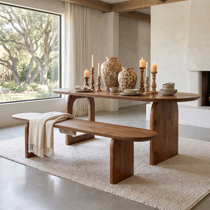 Raw Materials Bullnose Eetkamerbank Mangohout Bruin 180cm - KwaliteitWonen.nl