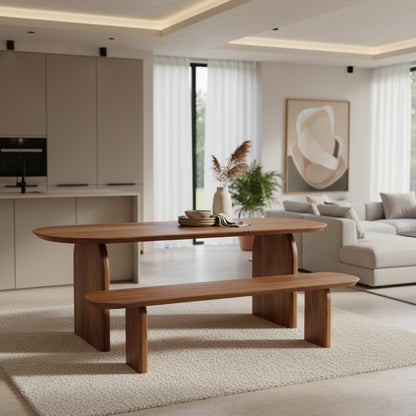 Raw Materials Bullnose Eetkamerbank Mangohout Bruin 200cm - KwaliteitWonen.nl