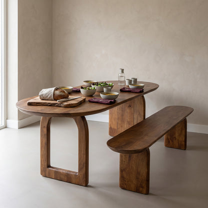 Raw Materials Bullnose Eetkamerbank Mangohout Bruin 200cm - KwaliteitWonen.nl
