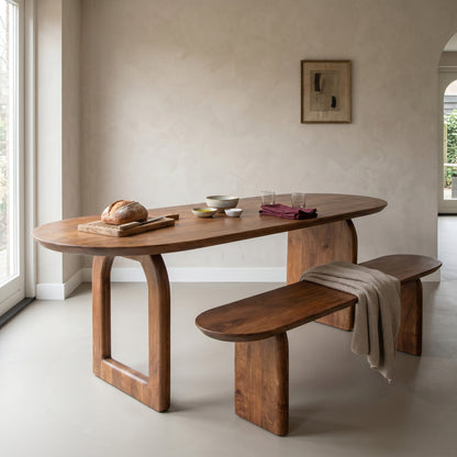 Raw Materials Bullnose Eetkamerbank Mangohout Bruin 200cm - KwaliteitWonen.nl