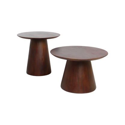 Raw Materials Bullnose Mangohouten Bijzettafel Cone Ø 50 Cm - KwaliteitWonen.nl