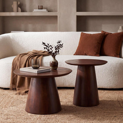 Raw Materials Bullnose Mangohouten Bijzettafel Cone Ø 55 Cm - KwaliteitWonen.nl