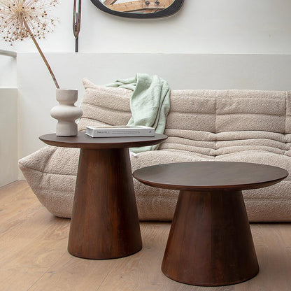 Raw Materials Bullnose Mangohouten Bijzettafel Cone Ø 55 Cm - KwaliteitWonen.nl
