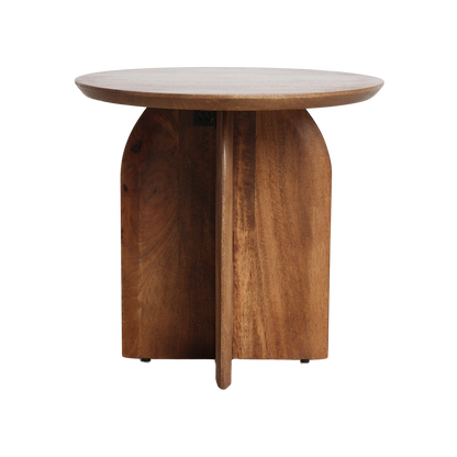 Raw Materials Bullnose Mangohouten Bijzettafel Cross Ø 50 Cm - KwaliteitWonen.nl