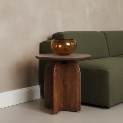 Raw Materials Bullnose Mangohouten Bijzettafel Cross Ø 50 Cm - KwaliteitWonen.nl