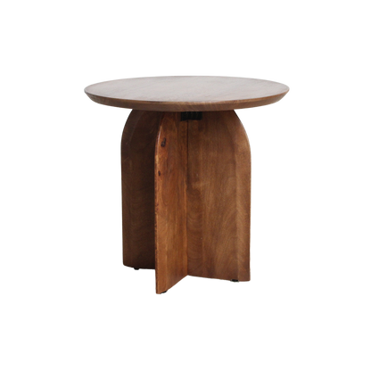 Raw Materials Bullnose Mangohouten Bijzettafel Cross Ø 50 Cm - KwaliteitWonen.nl