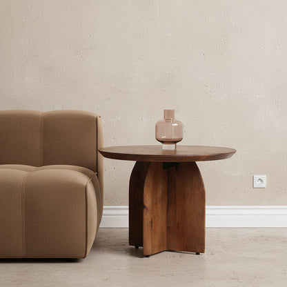 Raw Materials Bullnose Mangohouten Bijzettafel Cross Ø 55 Cm - KwaliteitWonen.nl