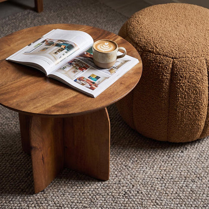 Raw Materials Bullnose Mangohouten Bijzettafel Cross Ø 55 Cm - KwaliteitWonen.nl