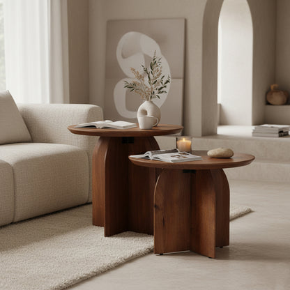 Raw Materials Bullnose Mangohouten Bijzettafel Cross Ø 55 Cm - KwaliteitWonen.nl