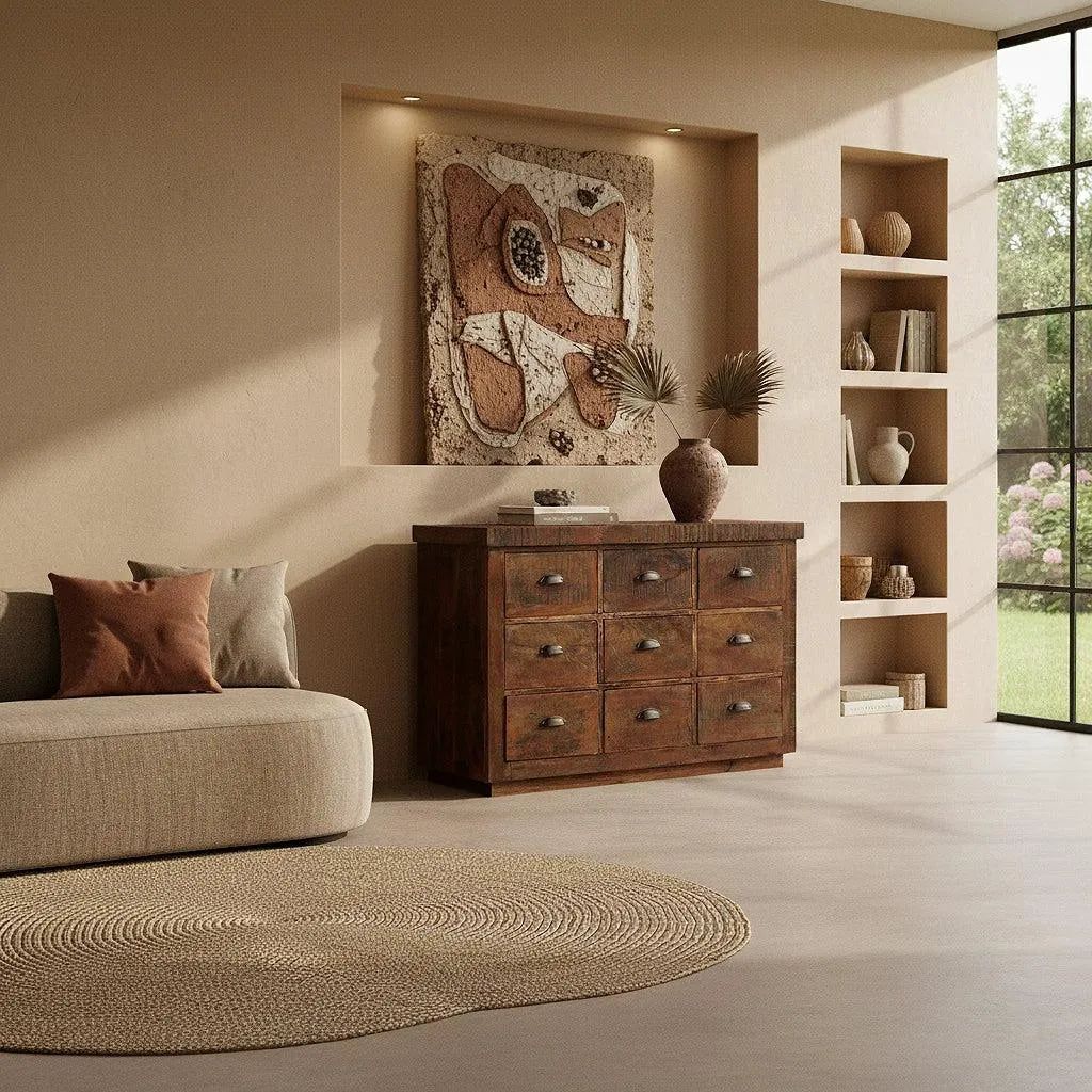 Raw Materials Dressoir Hout Bruin 9 Lades - KwaliteitWonen.nl