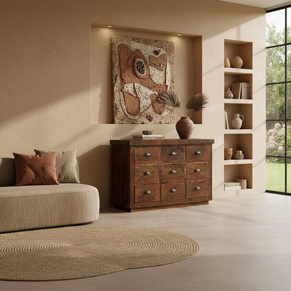 Raw Materials Dressoir Hout Bruin 9 Lades - KwaliteitWonen.nl