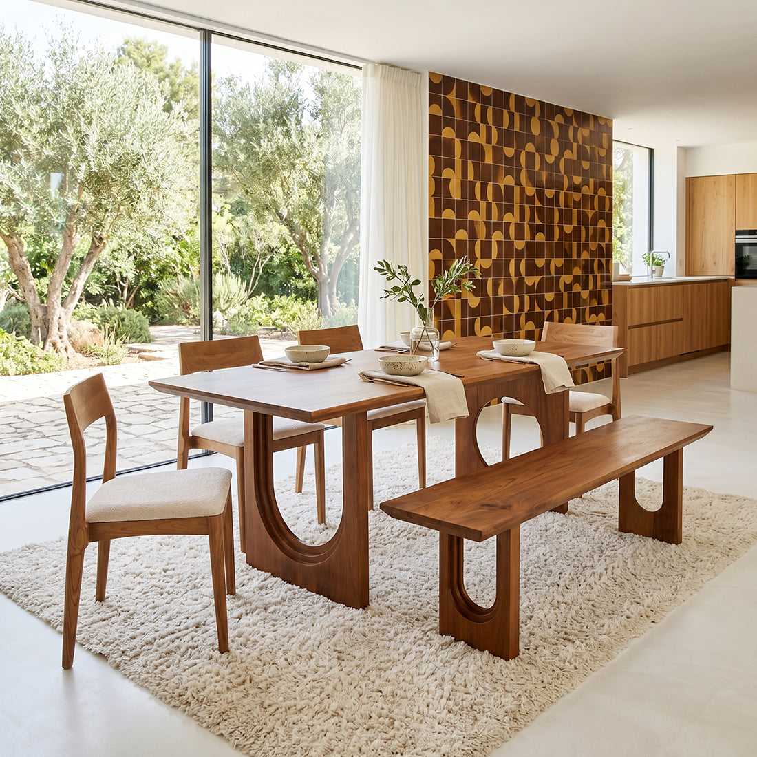 Raw Materials Eetkamerbank Bullnose Chamfered 220cm mangohout - KwaliteitWonen.nl