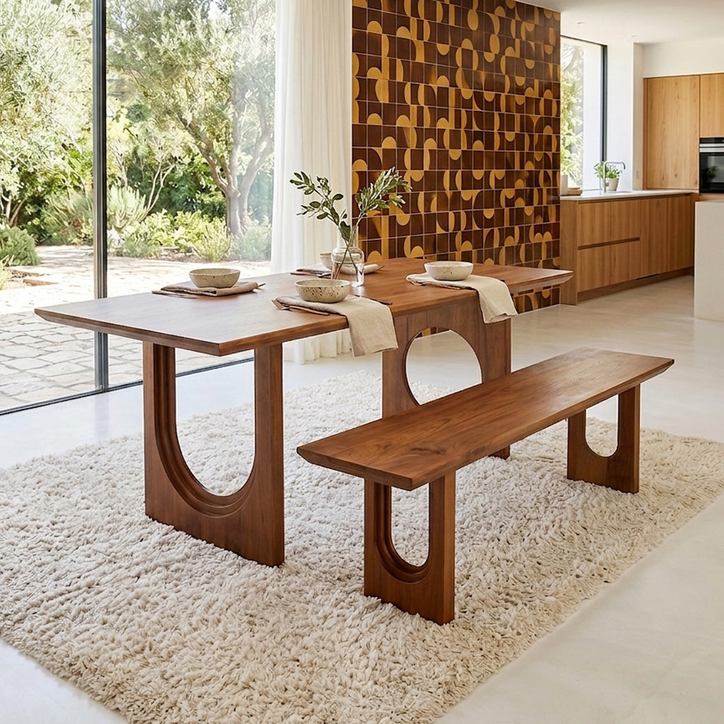 Raw Materials Eettafel Bullnose Chamfered Mix 200cm mangohout - KwaliteitWonen.nl