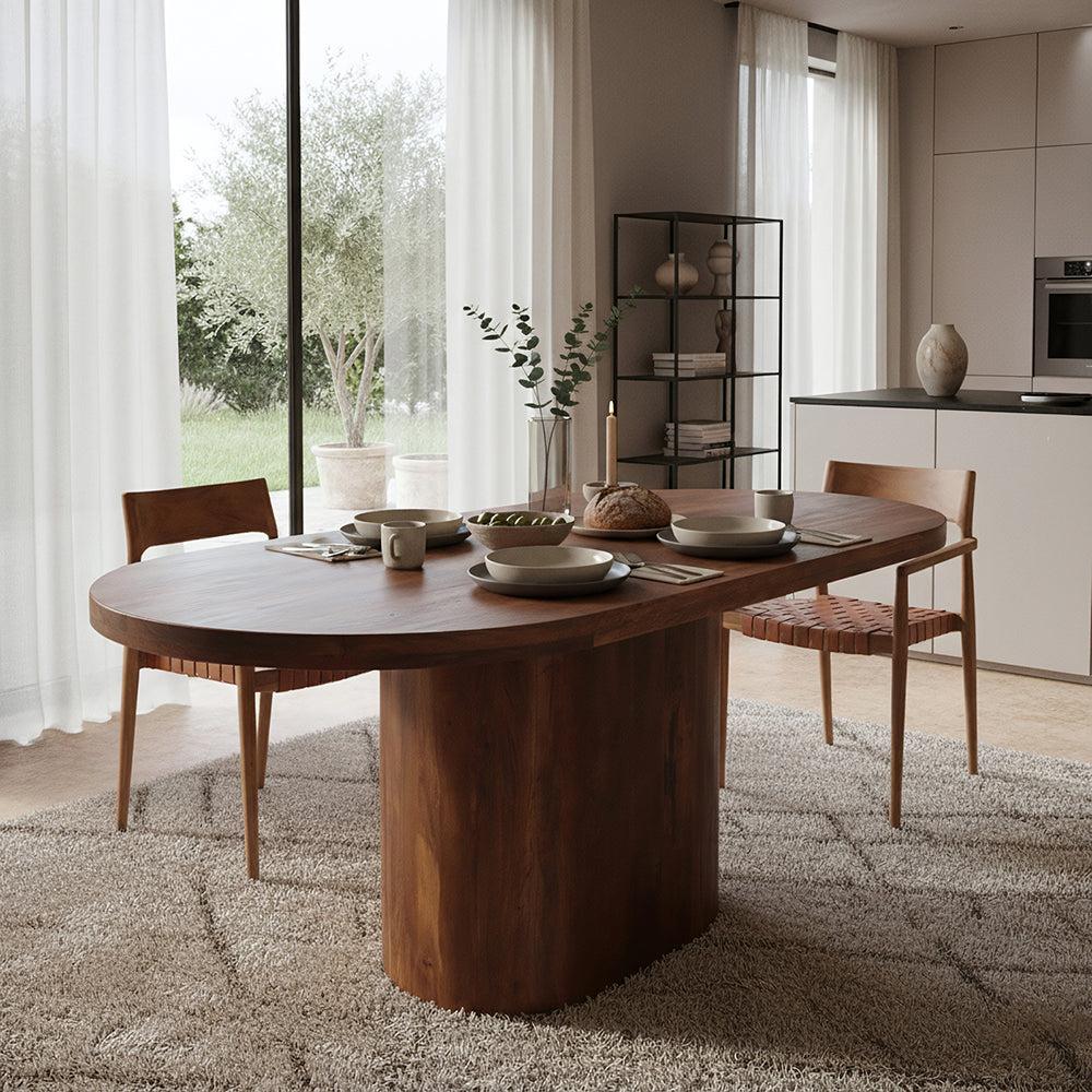 Raw Materials Eettafel Bullnose Oblong Ovaal 200cm Mangohout - KwaliteitWonen.nl