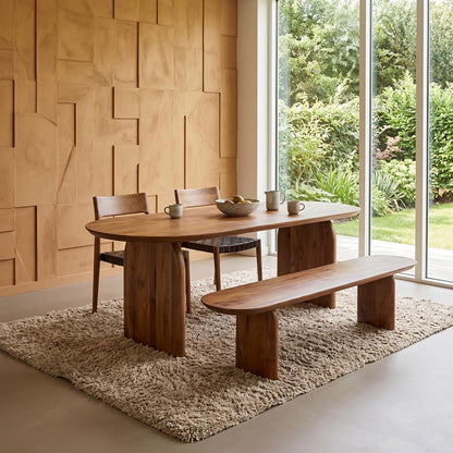Raw Materials Eettafel Bullnose Ovaal 180x90cm Bruin Mangohout - Gesloten Onderstel - KwaliteitWonen.nl