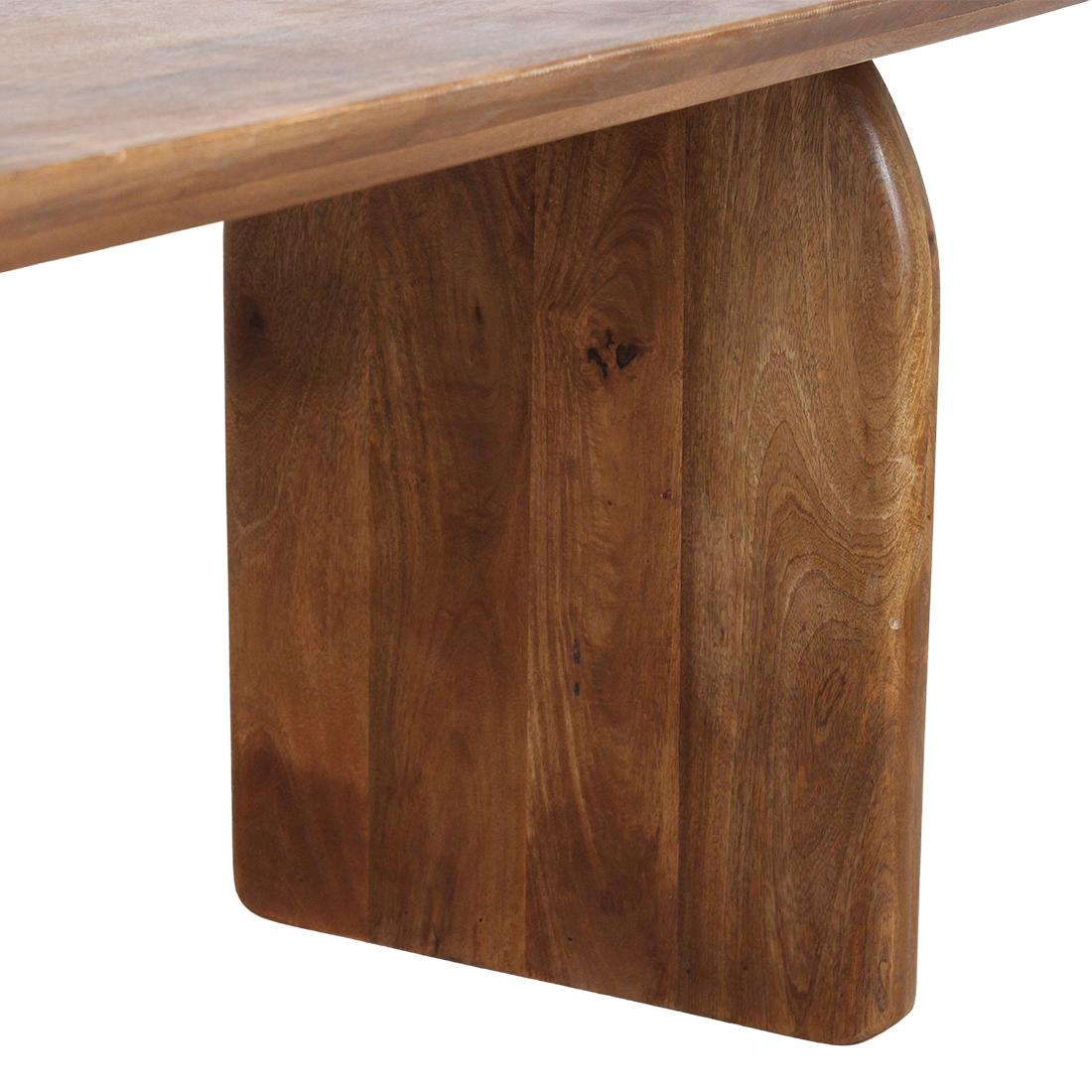 Raw Materials Eettafel Bullnose Ovaal 180x90cm Bruin Mangohout - Gesloten Onderstel - KwaliteitWonen.nl