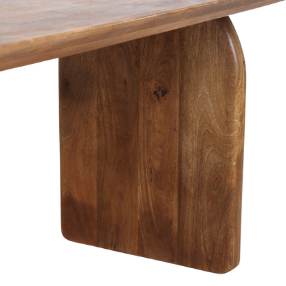 Raw Materials Eettafel Bullnose Ovaal 180x90cm Bruin Mangohout - Gesloten Onderstel - KwaliteitWonen.nl