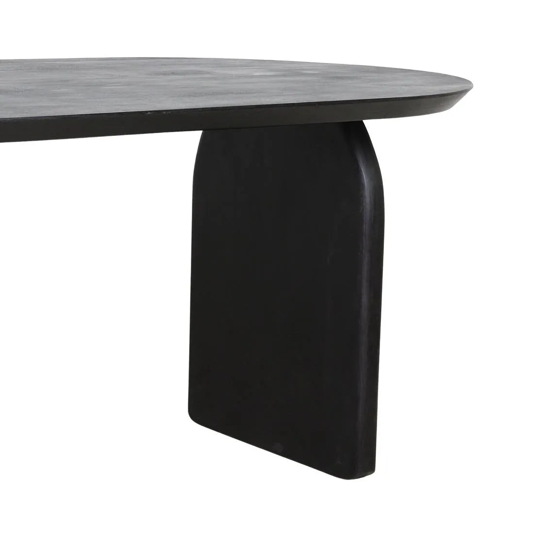 Raw Materials Eettafel Bullnose Ovaal 180x90cm Mangohout Zwart - Gesloten Onderstel - KwaliteitWonen.nl