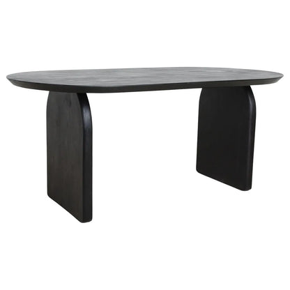 Raw Materials Eettafel Bullnose Ovaal 180x90cm Mangohout Zwart - Gesloten Onderstel - KwaliteitWonen.nl