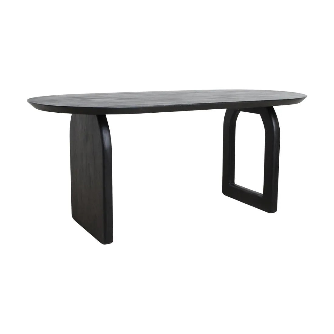 Raw Materials Eettafel Bullnose Ovaal 180x90cm Zwart Mangohout - Mix Onderstel - KwaliteitWonen.nl