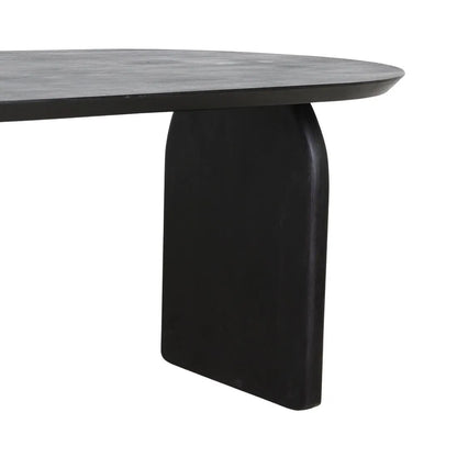 Raw Materials Eettafel Bullnose Ovaal 180x90cm Zwart Mangohout - Mix Onderstel - KwaliteitWonen.nl