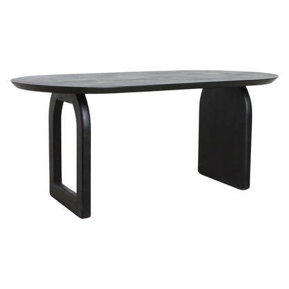 Raw Materials Eettafel Bullnose Ovaal 180x90cm Zwart Mangohout - Mix Onderstel - KwaliteitWonen.nl