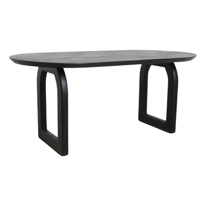 Raw Materials Eettafel Bullnose Ovaal 180x90cm Zwart Mangohout - Open Onderstel - KwaliteitWonen.nl