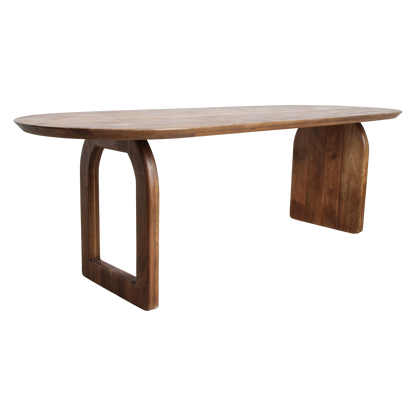 Raw Materials Eettafel Bullnose Ovaal 200x90cm Bruin Mangohout - Mix Onderstel - KwaliteitWonen.nl