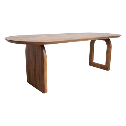 Raw Materials Eettafel Bullnose Ovaal 200x90cm Bruin Mangohout - Mix Onderstel - KwaliteitWonen.nl